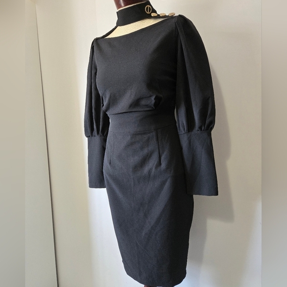 Jennifer By Design Club Blackfiyyed Choker Dress. Size Small - Picture 2 of 13